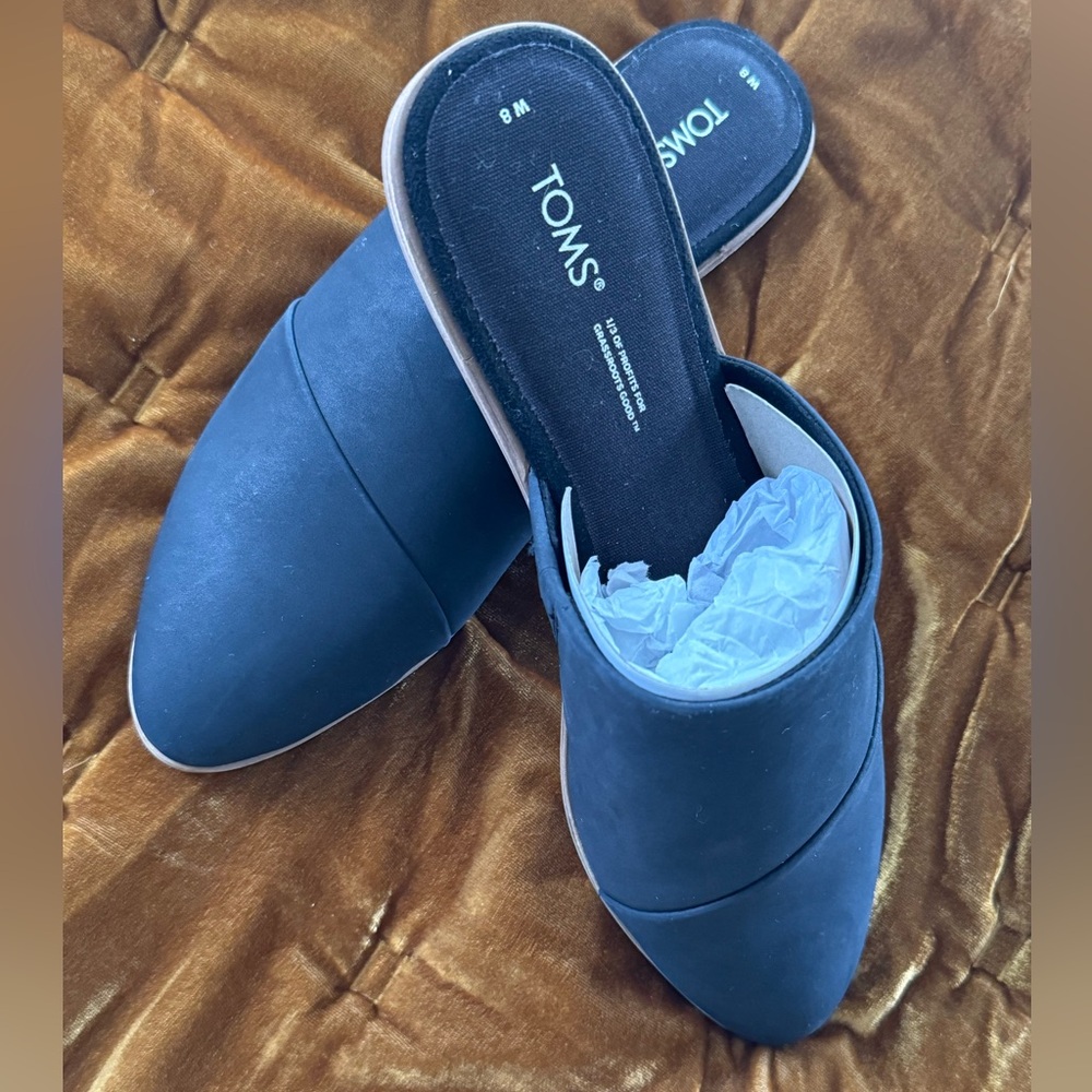 Black leather mule shoes